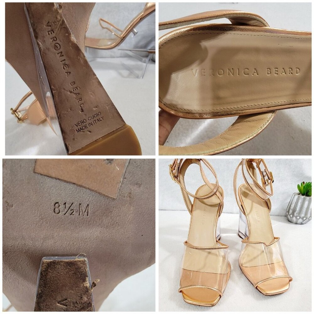 Veronica Beard Womens Beige Cyndi Cantaloupe Wedge High Heel Sandals Size 8.5M - Picture 10 of 13